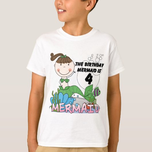 Zeemeermin 4e verjaardag T-shirts en geschenken (Voorkant)