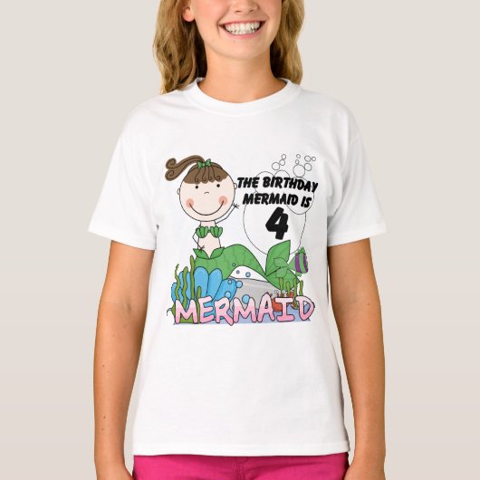 Zeemeermin 4e verjaardag T-shirts en geschenken (Voorkant)