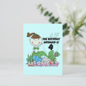 Zeemeermin 4e verjaardag T-shirts en geschenken Briefkaart (Staand voorkant)