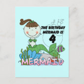 Zeemeermin 4e verjaardag T-shirts en geschenken Briefkaart (Voorkant)