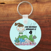 Zeemeermin 4e verjaardag T-shirts en geschenken Sleutelhanger (Voorkant)