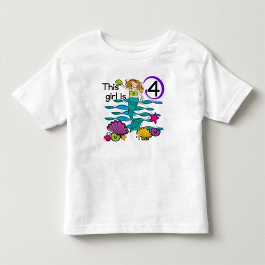Zeemeermin 4e verjaardag Tshirts en geschenken (Voorkant)