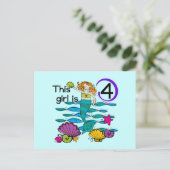 Zeemeermin 4e verjaardag Tshirts en geschenken Briefkaart (Staand voorkant)