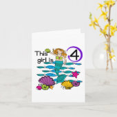 Zeemeermin 4e verjaardag Tshirts en geschenken Kaart (Gele Bloem)