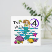 Zeemeermin 4e verjaardag Tshirts en geschenken Kaart (Staand voorkant)