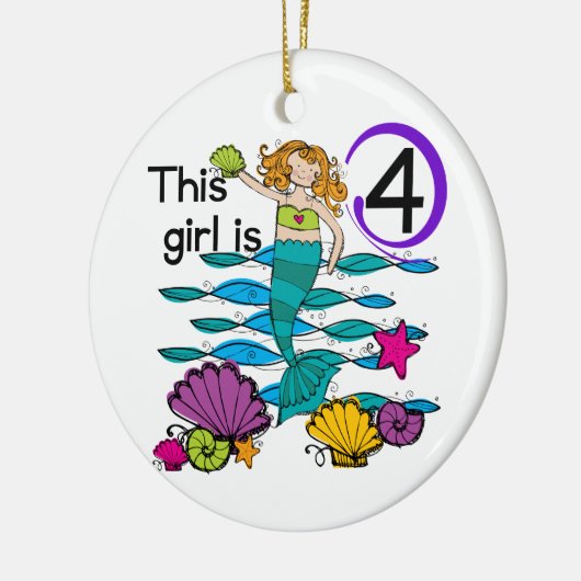 Zeemeermin 4e verjaardag Tshirts en geschenken Keramisch Ornament (Links)