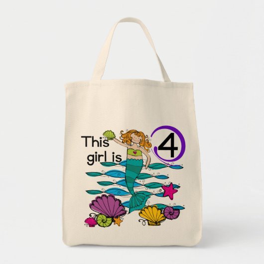 Zeemeermin 4e verjaardag Tshirts en geschenken Tote Bag (Voorkant)