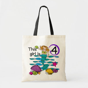 Zeemeermin 4e verjaardag Tshirts en geschenken Tote Bag