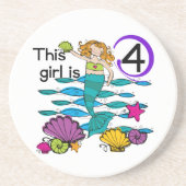 Zeemeermin 4e verjaardag Tshirts en geschenken Zandsteen Onderzetter (Voorkant)