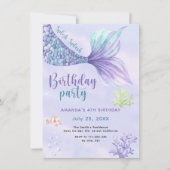 Zeemeermin 4e verjaardagsfeestje onder het Zee Zee Kaart (Voorkant)