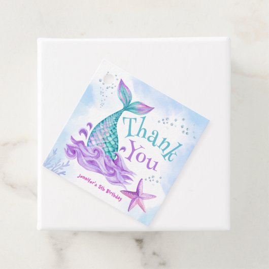 Zeemeermin 5e verjaardag Duik in Vijf Bedankjes Labels (In situ)