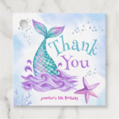 Zeemeermin 5e verjaardag Duik in Vijf Bedankjes Labels (Voorkant)