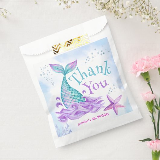 Zeemeermin 5e verjaardag Duik in Vijf Bedankzakje (Gezegeld)