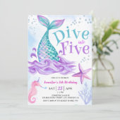 Zeemeermin 5e verjaardag Duik in Vijf Kaart (Staand voorkant)