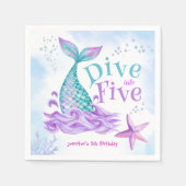 Zeemeermin 5e Verjaardag Duik in Vijf Papier Servet (Voorkant)