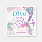 Zeemeermin 5e Verjaardag Duik in Vijf Papier Servet (Voorkant)