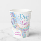 Zeemeermin 5e verjaardag Duik in vijf papieren bek Papieren Bekers (Achterkant)