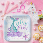 Zeemeermin 5e verjaardag Duik in Vijf Papieren Bordje (Feest)