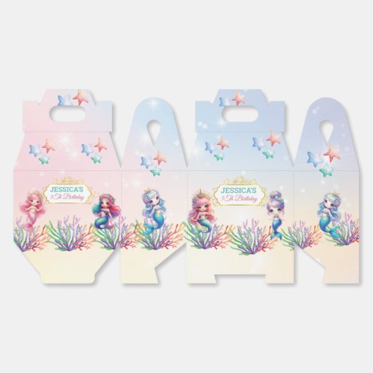Zeemeermin 5e Verjaardag onder het Zee Feest Dank Bedankdoosjes (Ongevouwen)