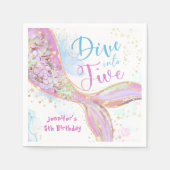 Zeemeermin 5e Verjaardag Paarse Duik in Vijf Papie Servet (Voorkant)