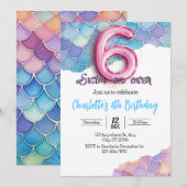 Zeemeermin 6de verjaardagsuitnodiging kaart (Voorkant / Achterkant)