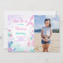 Zeemeermin 6e verjaardag foto uitnodiging