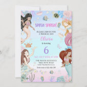 Zeemeermin 6e verjaardag meisje splish splash part kaart (Voorkant)