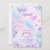 Zeemeermin 6e verjaardag meisje splish splash part kaart (Voorkant)