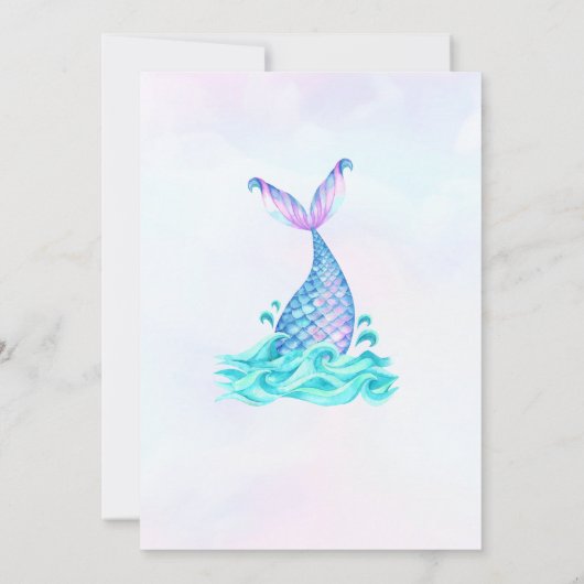 Zeemeermin 6e verjaardag meisje splish splash part kaart (Achterkant)