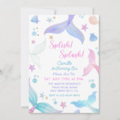 Zeemeermin 6e verjaardag meisje splish splash part kaart (Voorkant)