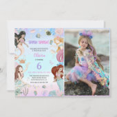 Zeemeermin 6e verjaardag Splish Splash Party Foto Kaart (Voorkant)