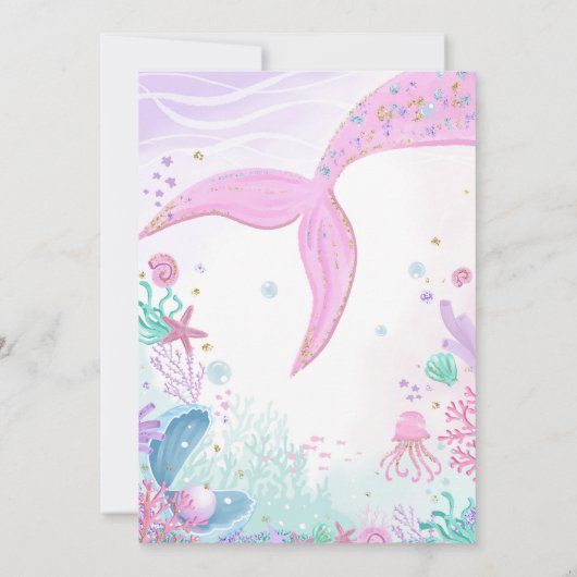 Zeemeermin 6e verjaardag uitnodiging (Achterkant)