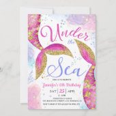 Zeemeermin 6e Verjaardagsfeestje Meisje Onder het  Kaart (Voorkant)