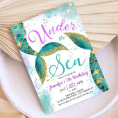 Zeemeermin 7e Verjaardag Paarse Blauwgroen Onder h Kaart