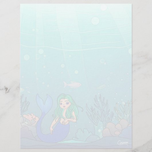 Zeemeermin - 8,5 "x 11" briefpapier (Voorkant)