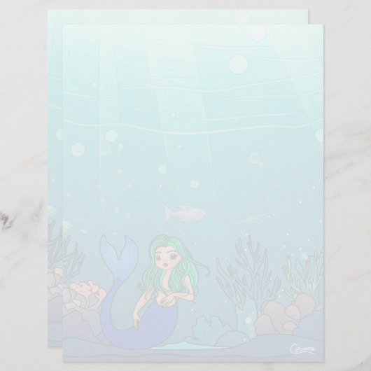 Zeemeermin - 8,5 "x 11" briefpapier (Voorkant / Achterkant)