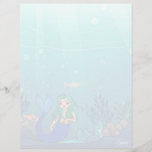 Zeemeermin - 8,5 "x 11" briefpapier (Achterkant)