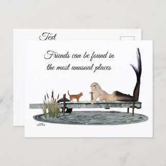 Zeemeermin aan boord van Briefkaart