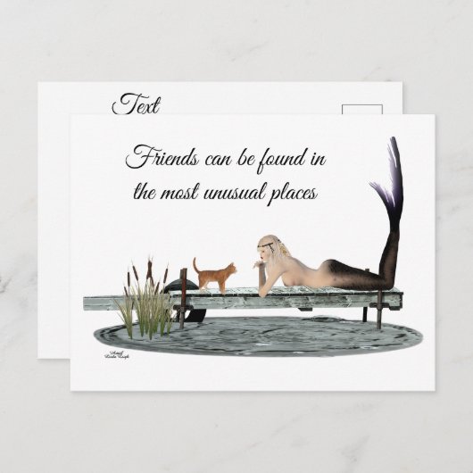 Zeemeermin aan boord van Briefkaart (Voorkant / Achterkant)