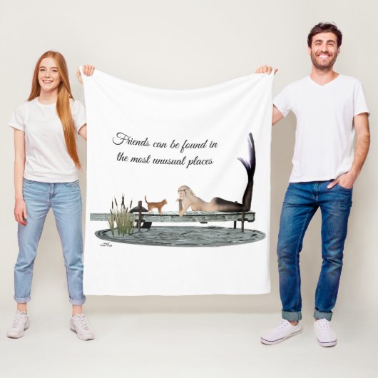 Zeemeermin aan boord van dok fleece deken (In situ)