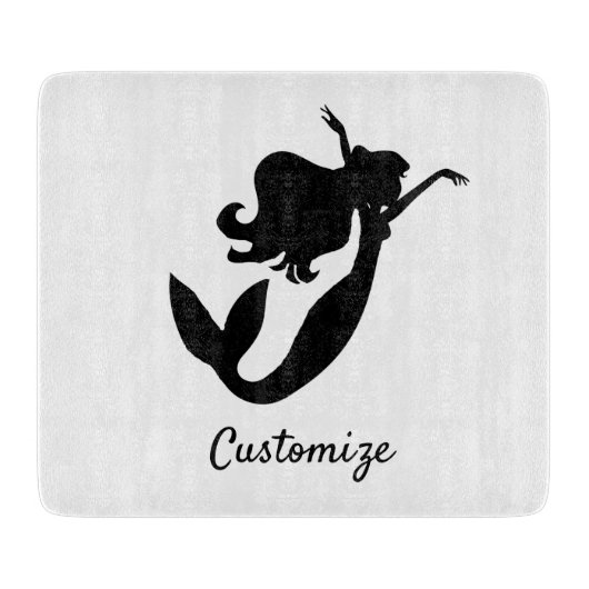 Zeemeermin aan boord zwarte/witte Thunder_Cove Snijplank (Voorkant)