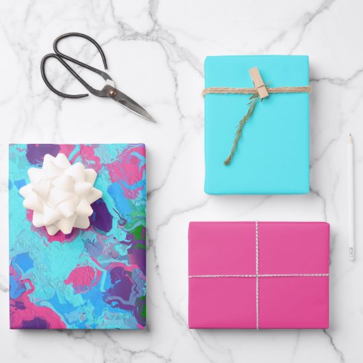 Zeemeermin Abstract Splatter Inpakpapier Vel (Voorkant)