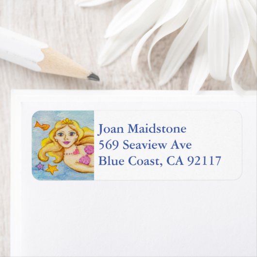 Zeemeermin adreslabel etiket (Insitu)