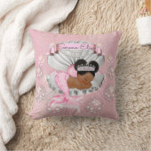 Zeemeermin Afro-Amerikaanse Baby Roze Schelp Parel Kussen (Deken)