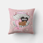 Zeemeermin Afro-Amerikaanse Baby Roze Schelp Parel Kussen (Achterkant)