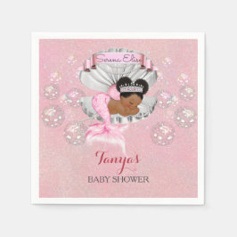 Zeemeermin Afro-Amerikaanse Baby Roze Schelp Parel Servet