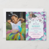 Zeemeermin Afro-Amerikaanse verjaardagsfeestfoto Kaart (Voorkant)