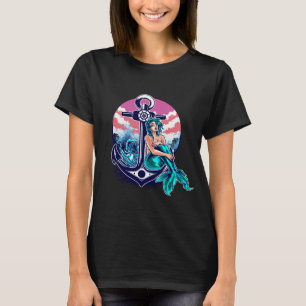 Zeemeermin anker zeevaart watersportkust t-shirt