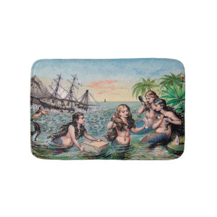 Zeemeermin Antiek Magic Nautische Oceaan Badmat