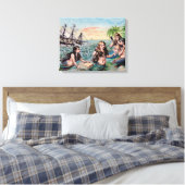 Zeemeermin Antiek Magic Nautische Oceaan Canvas Afdruk (Insitu (Slaapkamer))